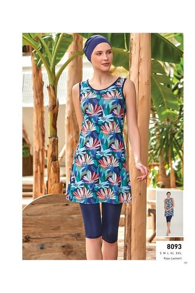 MARESİVA 8093 Sleeveless Lycra Digital Pattern Hijab Pool Swimsuit