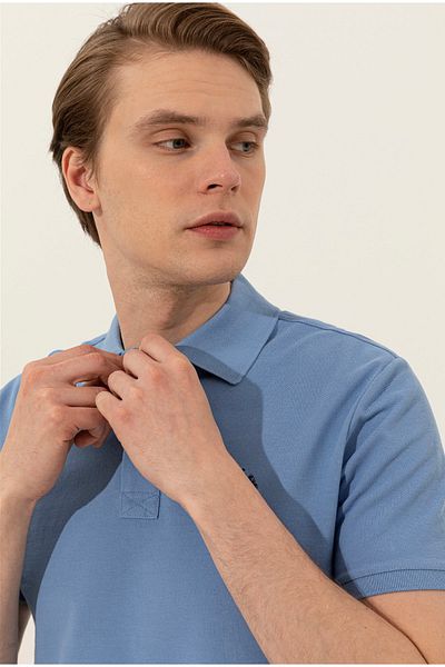 U.S. Polo Assn. Ανδρικό μπλουζάκι Polo με λαιμόκοψη σκούρο μπλε χωρίς τσέπες