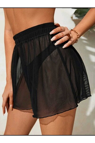 charango Kadın Mesh Yüksek Bel Rahat Tül Şort