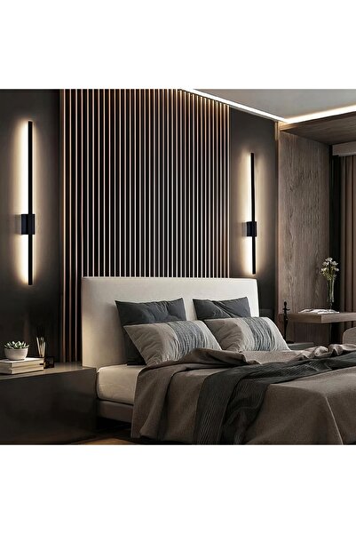 LIGHTMORE Modern Dekoratif Kılıç Led Duvar Aplik 70 Cm Siyah Profil (dikdörtg...