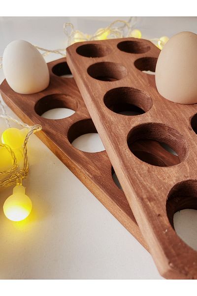 Oduncum Set of 10 Wooden Egg Cups
