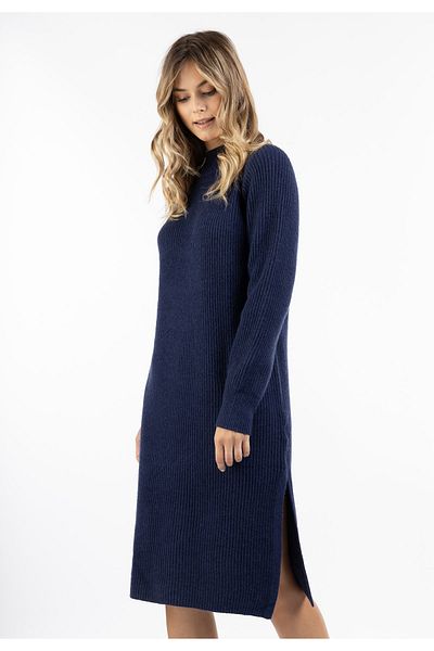 Dreimaster Vintage Strick Langarmkleid Midi Imane