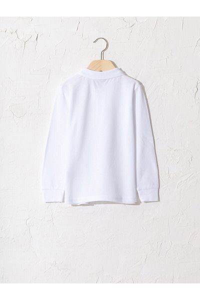 LC Waikiki Polo Collar Basic Long Sleeve Cotton White Boy's T-Shirt from Your Fashion Style
