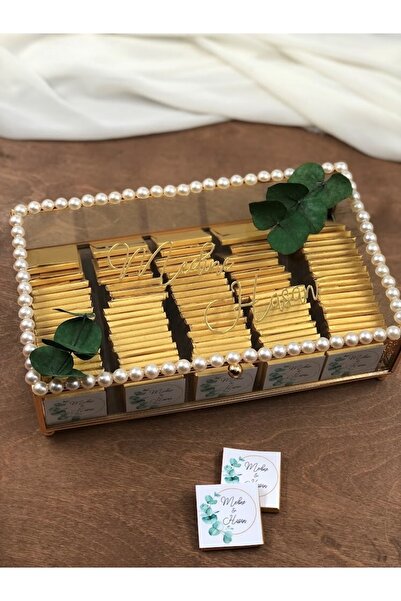 Masalsı Concept Okaliptus Yapraklı Inci Süslemeli Kız Isteme Çikolatası, Söz ...