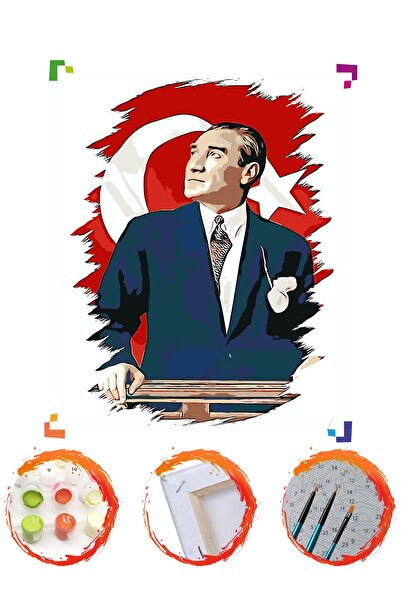 PlusHobby Mustafa Kemal Atatürk Sayılarla Boyama Seti 40x50 Cm Tuval