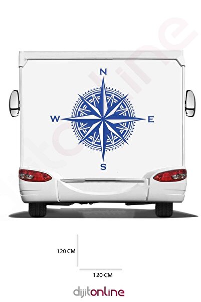 Dijitonline Autocolant pentru rulotă compatibil - Autocolant busolă pentru rulotă - 120x120 cm