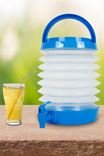 MH MiniHediye Folding Water Dispenser Can Thermos Picnic Camping Demijohn Water Beverage Ayran Bottle With Fountain Bellows 5.5 Lt