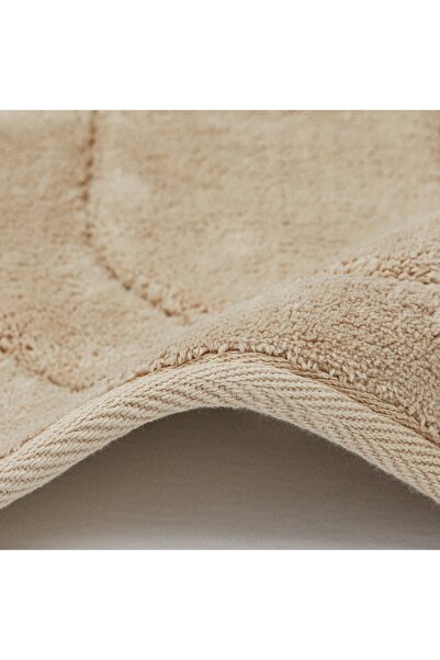 Bluenity Diamond Circle Natural Cotton 2-Piece Bath Mat Set 60X100 50X60 cm - Beige