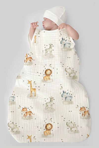 Tuğba Kuğu 4 Layer Muslin Baby Sleeping Bag (0-18 MONTHS) - Safari Dream