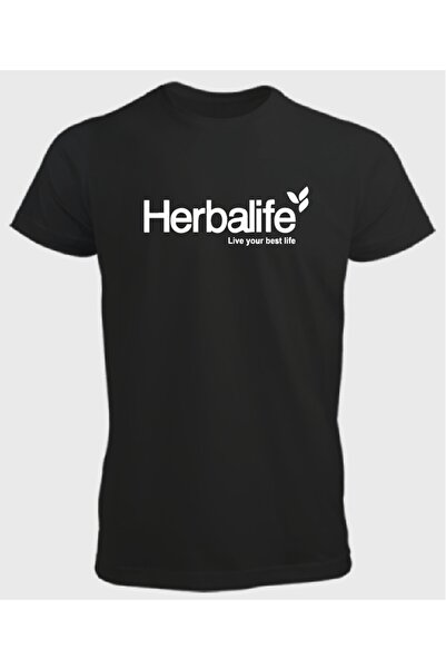 Elit Baskı Siyah Herbal Tshirt , Yeni Herbalife Logo Baskılı ,