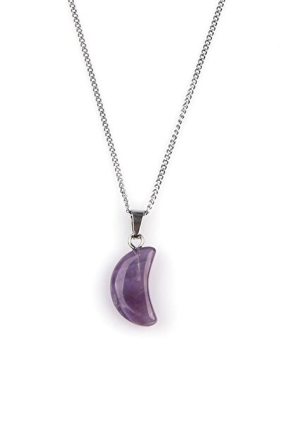 Alibaba Doğaltaş Amethyst Natural Stone Moon Model Necklace