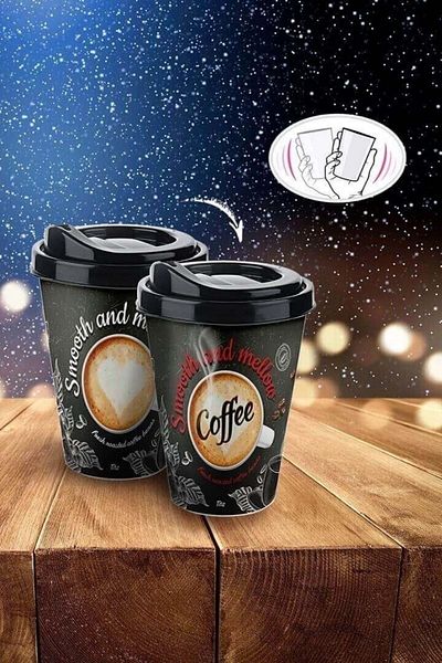 Buffer ® 3D Effect Coffee Cup with Lid, Portable Practical Beverage Cup