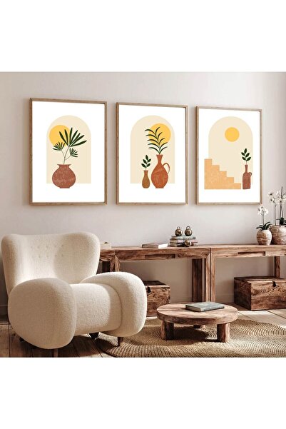 Dekorsiahome Set de picturi decorative minimaliste din 3 piese cu cadru din l...