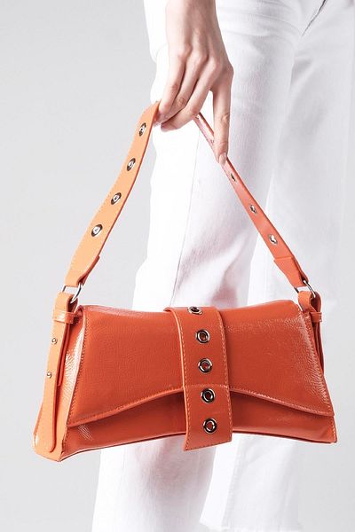 Mio Gusto Orange Color Hand And Shoulder Women's Baguette Bag