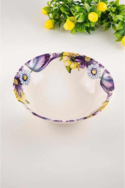 Bursa Porselen Dekor وعاء سلطة كبير باللون الأرجواني