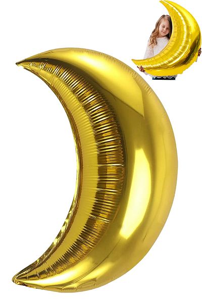 Parti dolabı 1 Piece Gold Moon Foil Balloon Gold Color Large Metallic Moon Crescent Foil Balloon 60 Cm
