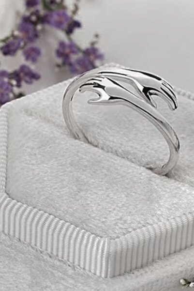 Merovenj Kadın Gümüş Kaplama El Yapımı Ayarlanabilir Sarılan El Şekilli Yüzük