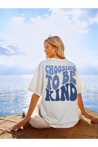 Keywest Λευκό μπλουζάκι Unisex με στάμπα Oversize - Επιλέξτε να είστε ευγενικοί