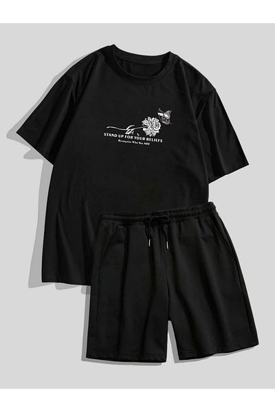 trendgar Gul Bakili Printed Shorts Set