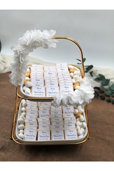 Masalsı Concept Iki Katlı Stand Kare 80 Adet Süslemeli Kız Isteme Çikolatası,...