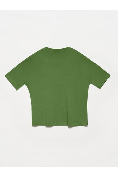 Dilvin Tricou de bază kaki de damă 3683