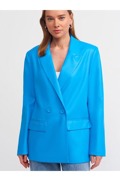 Dilvin 6939 Bunda z umělé kůže-modrá