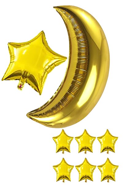 Parti dolabı 8 Ad Gold Altın Ay Yıldız Folyo Balon Seti Baby Shower Cinsiyet Doğum Günü Parti Ay Yıldız Balon Süs