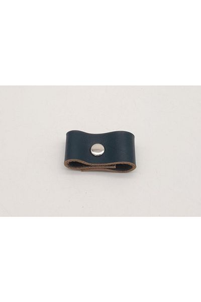 angel çanta aksesuar Navy Blue Real Leather Gatherer με ασημί μέταλλο