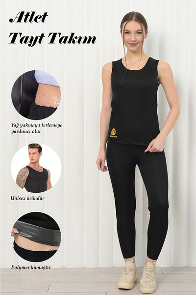 SAUNA SUIT Γυναικείο Θερμικό Σετ Μπλουζάκι και Κολάν, Θερμικό Σετ Κολάν Αθλητικής Σάουνας