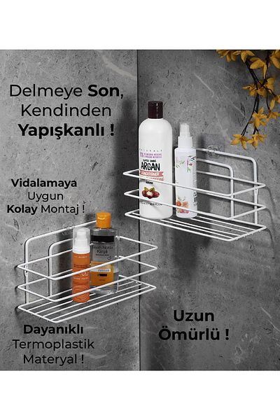 Sas Haus Lifetime Inoxidabil Adeziv Organizator Baie Suport șampon Raft Duș 2 Bucuri Alb Tș-01