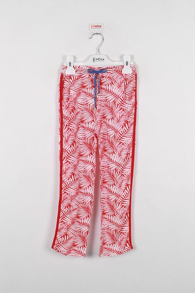 incity Girl's Leaf Patterned Red Pants