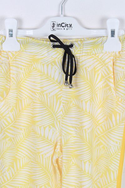 incity Girl's Leaf Patterned Yellow Pants