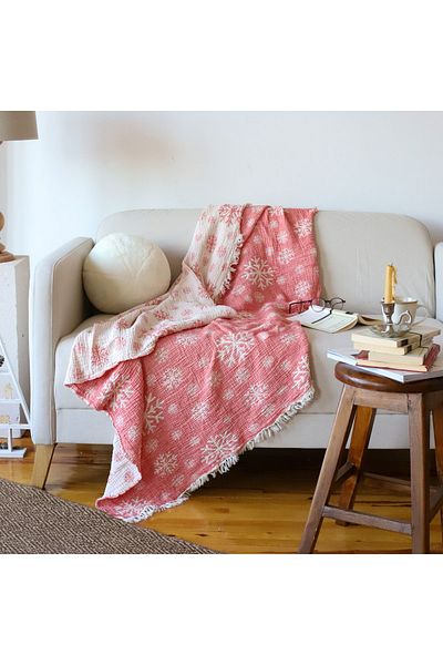 WALLHANG New Year's Snowflake Callisto 100% Cotton TV Blanket | Throw | Knee Blanket | 130x170cm