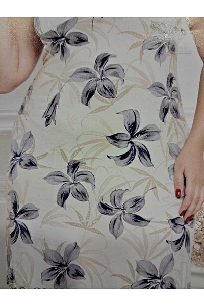 BAHHAR Women's Cream Plus Size Strappy Collar Lace Full Fit Soft Viscose Nightgown