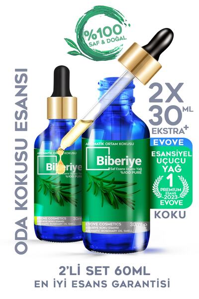 Evove Cosmetics Biberiye "oda Kokusu" 2x30ml Buhurdanlık Difüzör Nem & Buhar ...