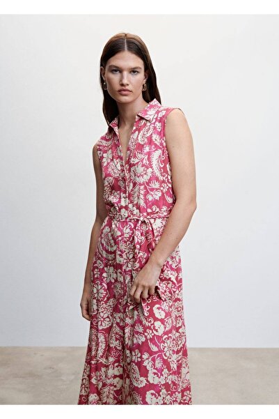 MANGO Woman Çiçek Desenli Gömlek Elbise