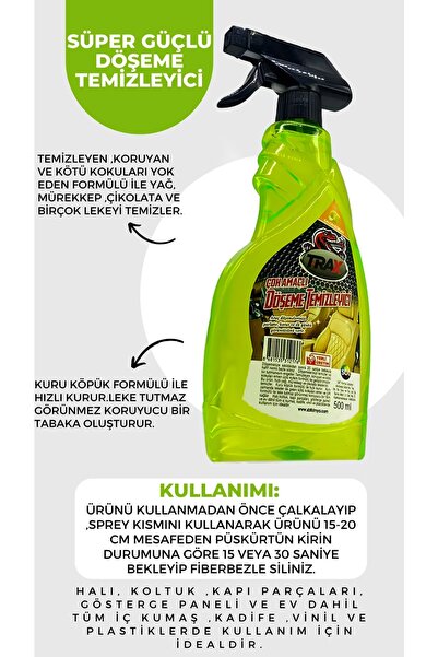 ARACINIZ İÇİN EN İYİSİ T-RAX Döşeme Temizleyici Süper Güçlü Leke Çıkarıcı Araba Oto 500ml Koltuk Temizleyici