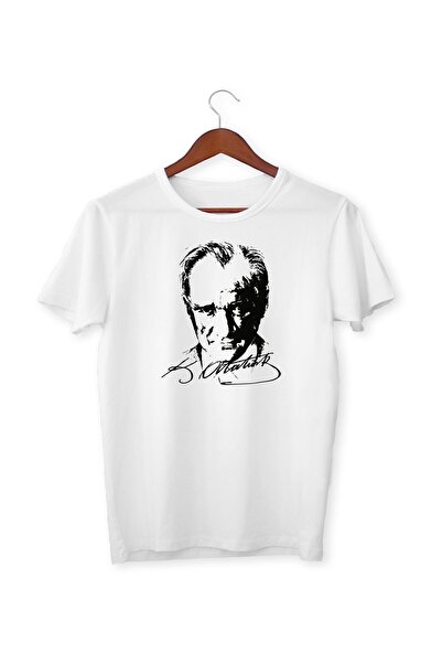 Kidsmadamiko Tricou cu imprimeu Ataturk pentru baieti 5-14 ani alb ATA-410