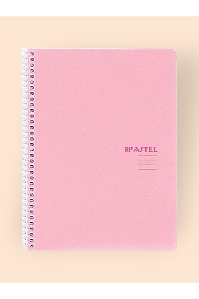 KESKİN COLOR دفتر ملاحظات سلكي بلون الباستيل مقاس 16 × 22 سم، غطاء بلاستيكي أبيض غير مبطن بـ 80 صفحة