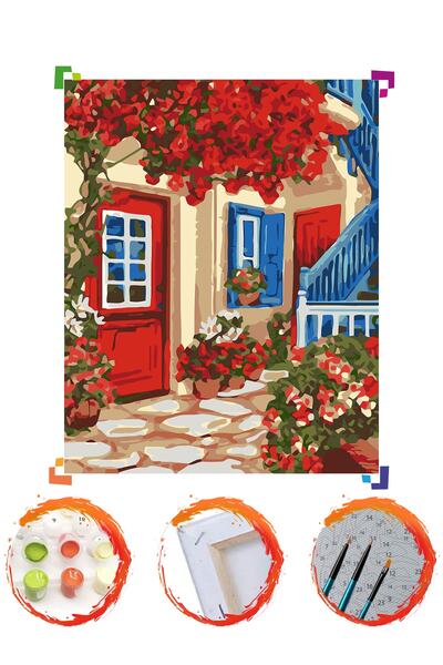PlusHobby Kırmızı Kapı Sayılarla Boyama Seti 40x50 cm Tuval