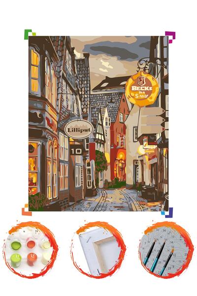 PlusHobby Sb62 - Bremen Sokağı Sayılarla Boyama Seti 40x50 Cm Tuval