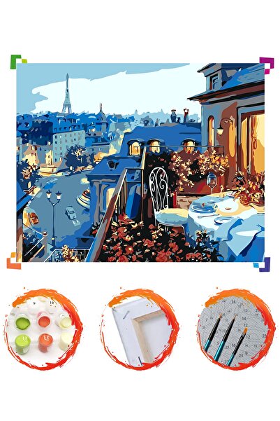 PlusHobby Balkon Manzarası Sayılarla Boyama Seti 40x50cm Tuval Sb68
