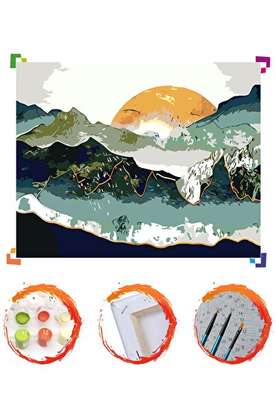 PlusHobby Dağların Ardındaki Güneş Sayılarla Boyama Seti 40x50cm Tuval Sb85