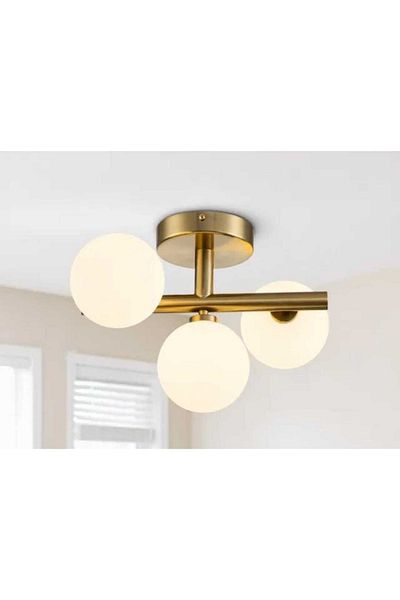 demet habek mylights Mylights Antique Finish Triple Modern Sports Floor Lamp Ceiling Light Opal Glass E27