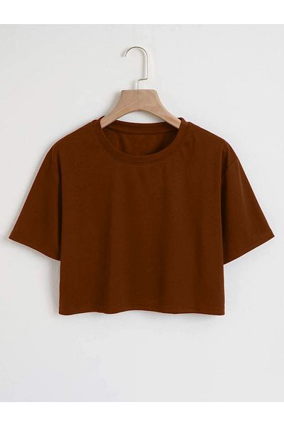 Mad&Calf Γυναικείο μπλουζάκι Plain Crew Neck Oversize Crop