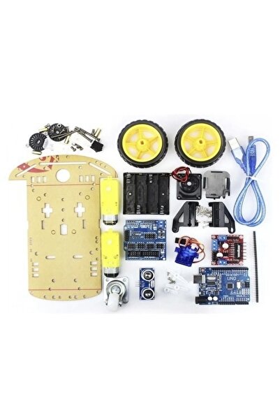 makerobotik Arduino Uno Başlangıç Seti 100 Parça Ve 2wd Engelden Kaçan Robot Araba 2 Set Bir Arada