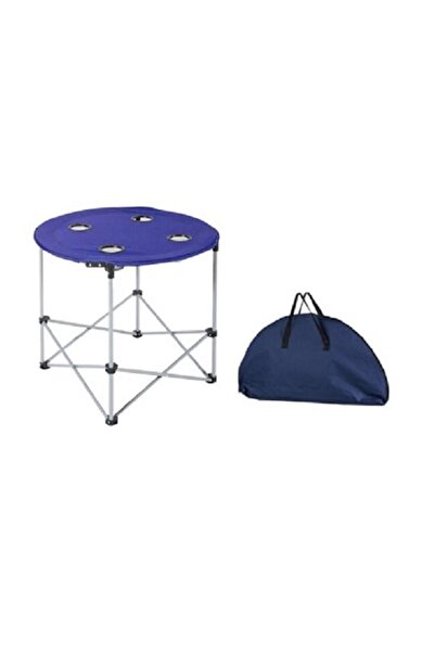 FOUR SEASON Katlanır Kamp Masası Taşıma Çantalı Yuvarlak 71 cm Lacivert - Mavi