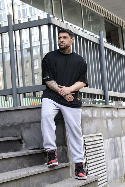 vladivosto Black White Gray Claret Red Teddy Bear Printed Oversize Loose Fit Oversize Oversize Poor Sleeve Plus Size T-Shirt
