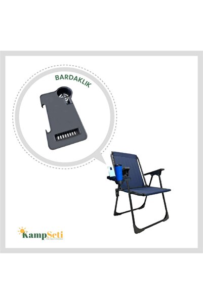 KS KampSeti Katlanır Kamp Sandalyesi - Mavi Lüks Portatif Kamp Piknik Plaj Sandalyesi Bardaklıklı