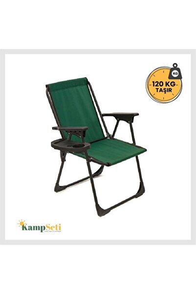 Genel Markalar Metal Katlanır Kamp Sandalyesi - Yeşil Piknik Plaj Balıkçı San...
